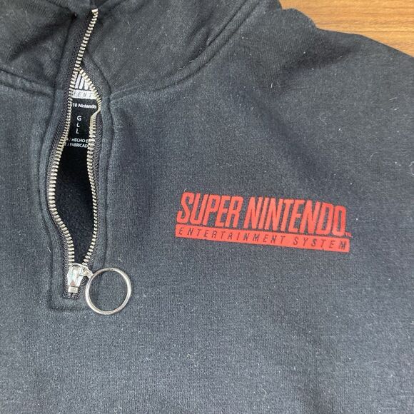 Super Nintendo Entertainment System Black 1/4 Zip Sweatshirt Women's Sz Large - Picture 4 of 7